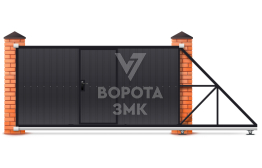 Откатные ворота 2800×2000 под ключ из профнастила ЗМК-7788