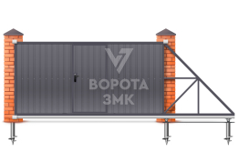 Откатные ворота механические с калиткой 3000×2000 ЗМК-7604