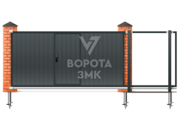 Откатные ворота с калиткой 12000×2200 12 метров ЗМК-8263