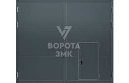 Противопожарные ворота EI-30 3000×2000 с калиткой ЗМК-4881